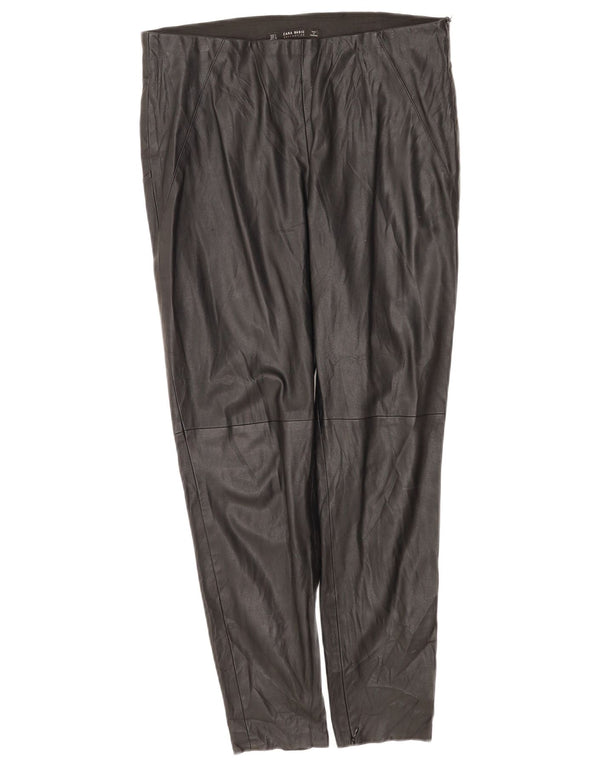 Женские узкие брюки из искусственной кожи Zara, большие, W34 L27, черные, из полиуретана