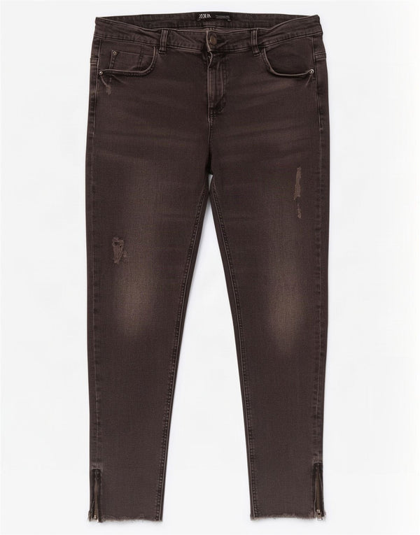 Женские потертые джинсы скинни Zara EU 44 XL W34 L28, черные