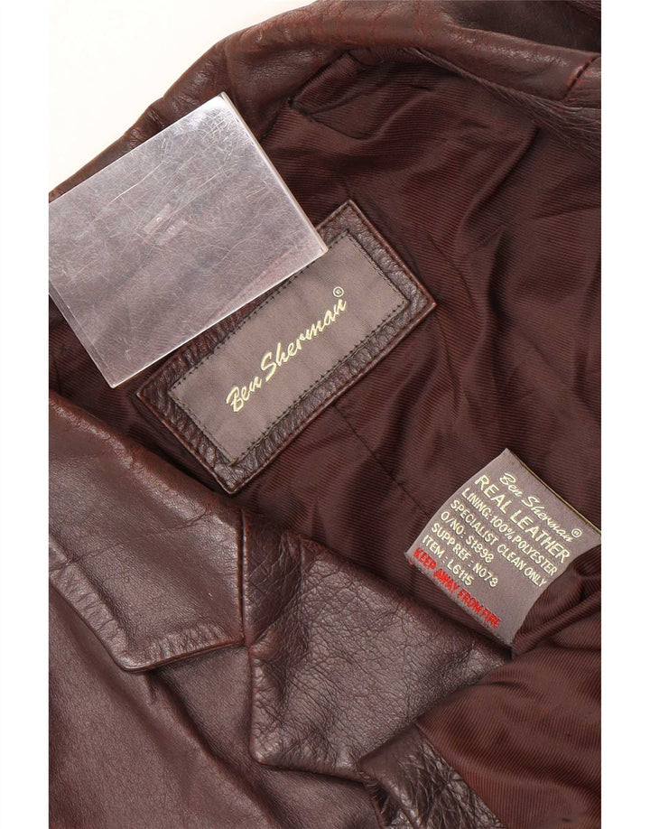 Мужской кожаный пиджак с 3 пуговицами Ben Sherman UK 38 средний коричневый