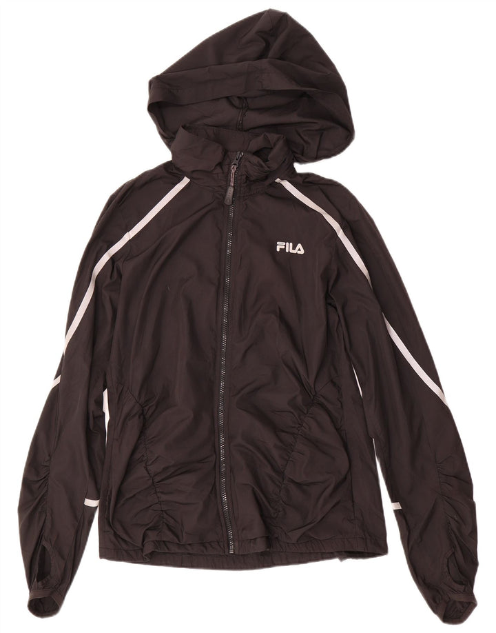 Женский спортивный костюм FILA с капюшоном, верхняя куртка UK 14, средний черный полиэстер