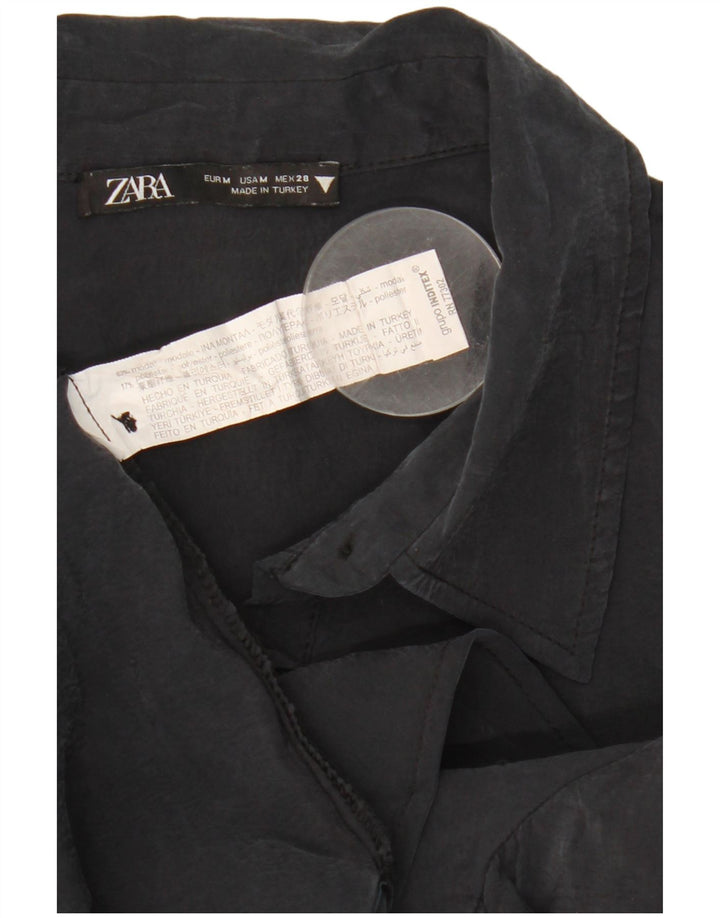 Женское платье-рубашка ZARA UK 14, средний черный из модала