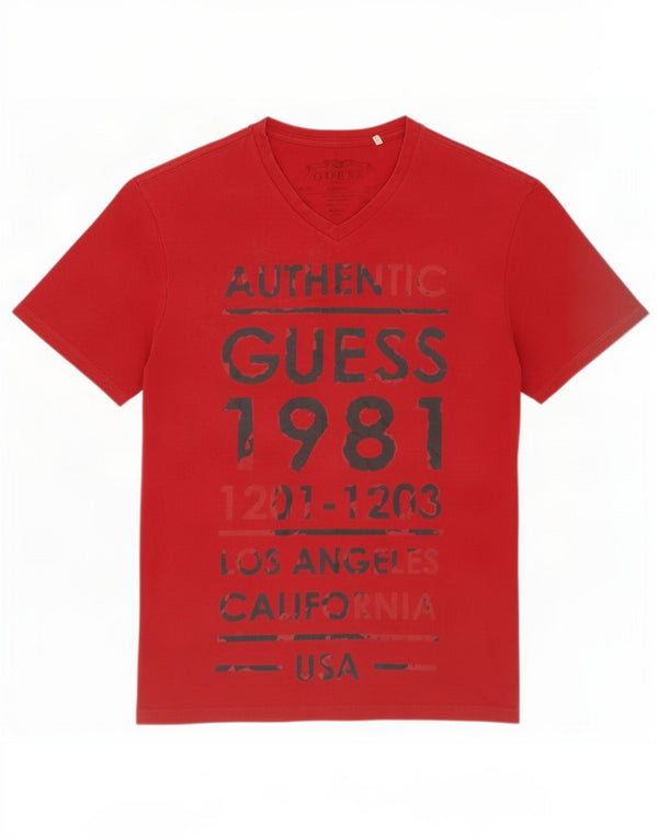 Guess Womens Graphic T-Shirt Top UK 14 Medium Red