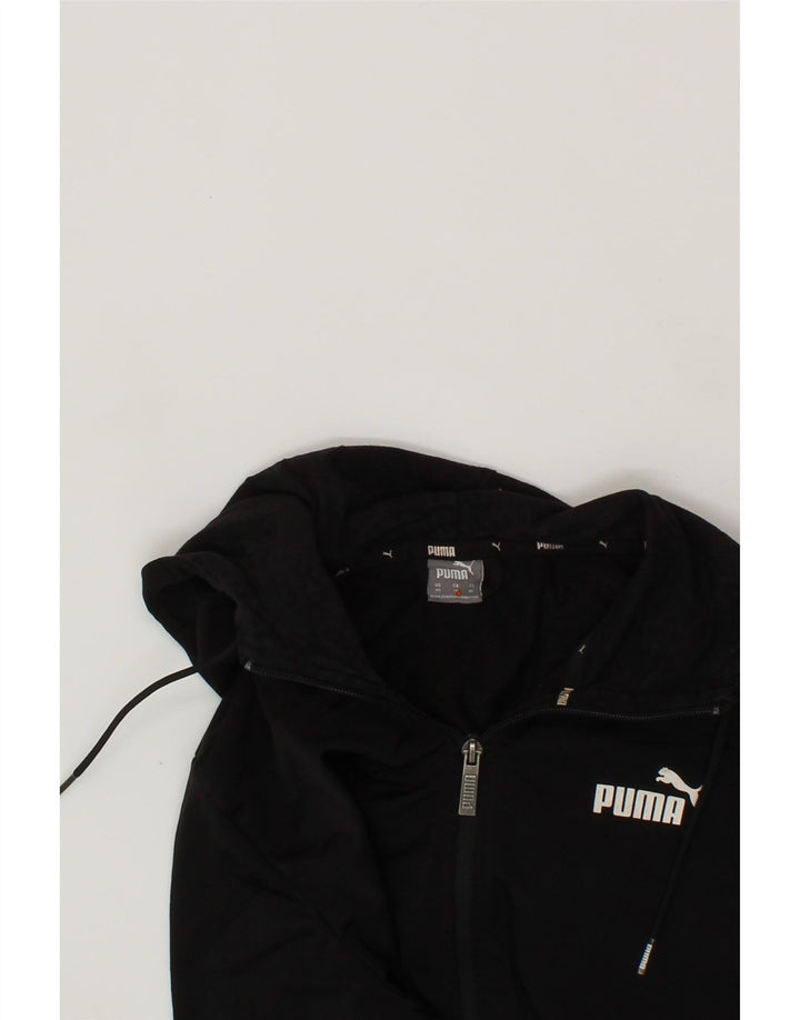 PUMA Womens Zip Hoodie Sweater UK 6 XS Black Polyester Vintage Puma and Second-Hand Puma from Messina Hembry 