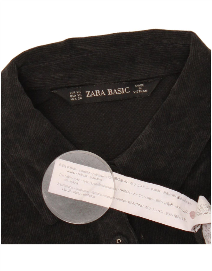 Женская вельветовая рубашка оверсайз Zara UK 6 XS, черный полиэстер
