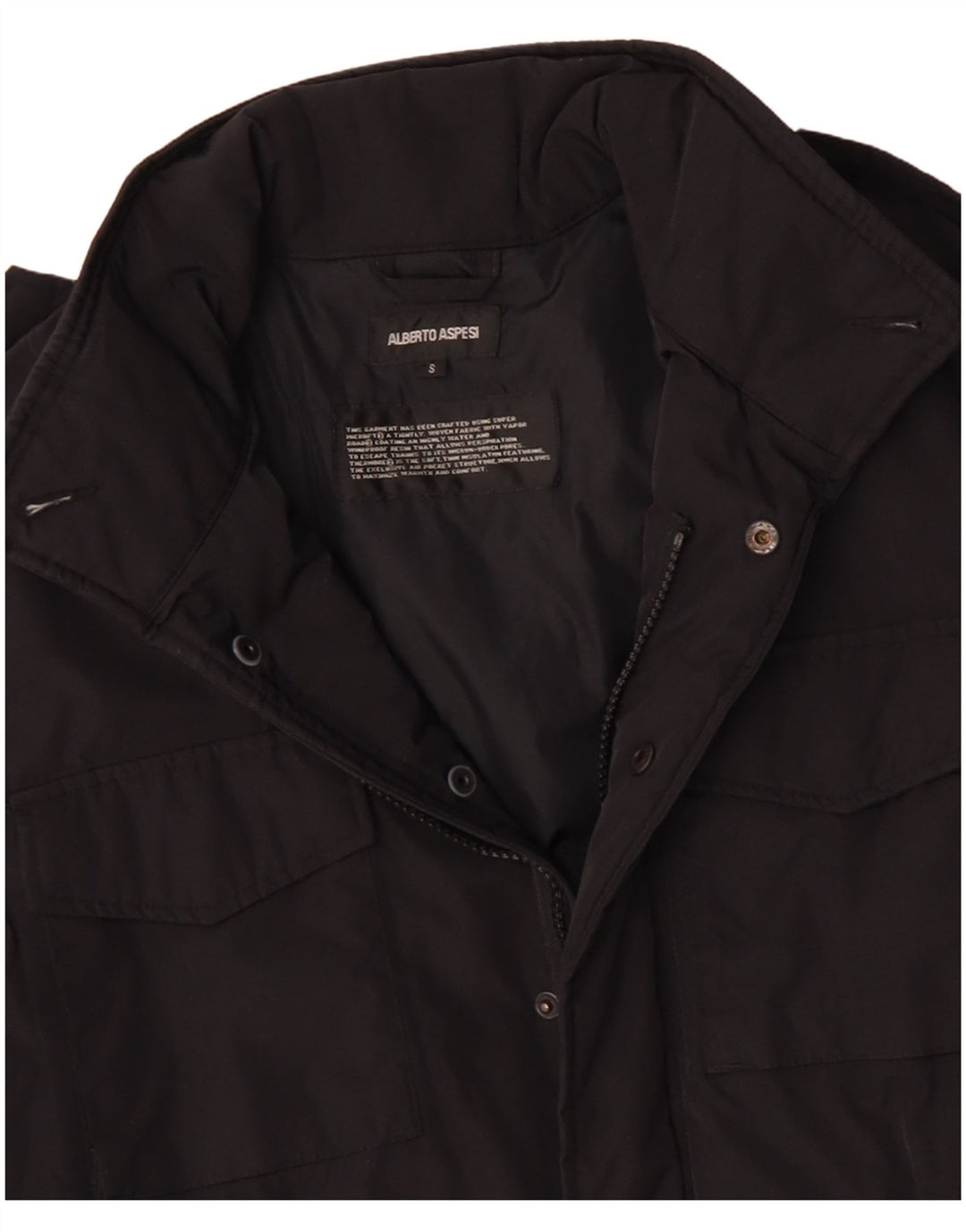 Мужская куртка в стиле милитари Alberto Aspesi UK 36 маленькая черная из полиэстера
