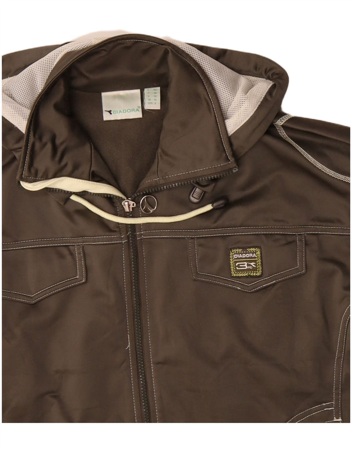 DIADORA Женский спортивный костюм оверсайз с капюшоном, верхняя куртка UK 10, маленький серый цвет