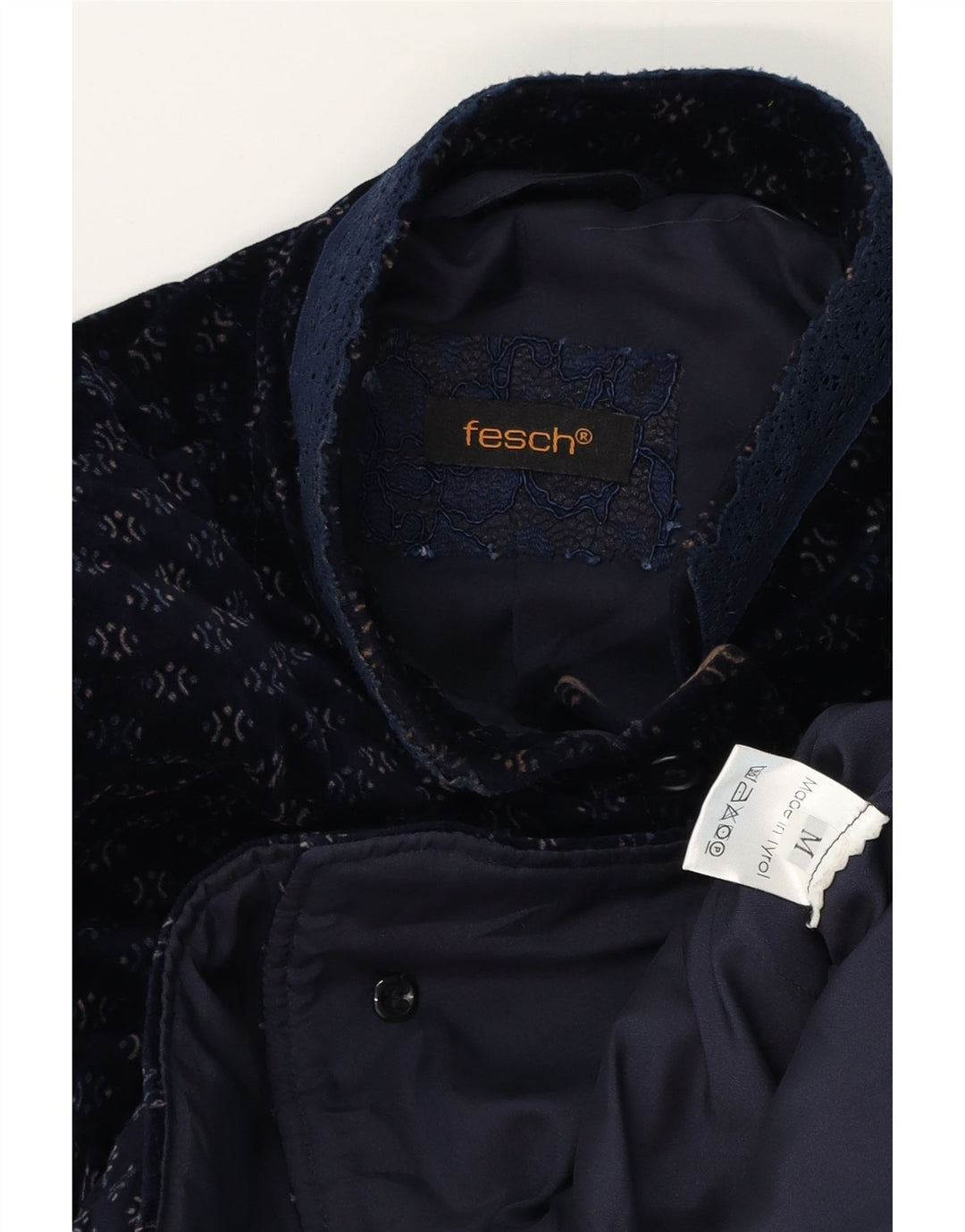 Винтажный женский пиджак на 7 пуговицах, Великобритания 12, средний темно-синий пятнистый хлопок