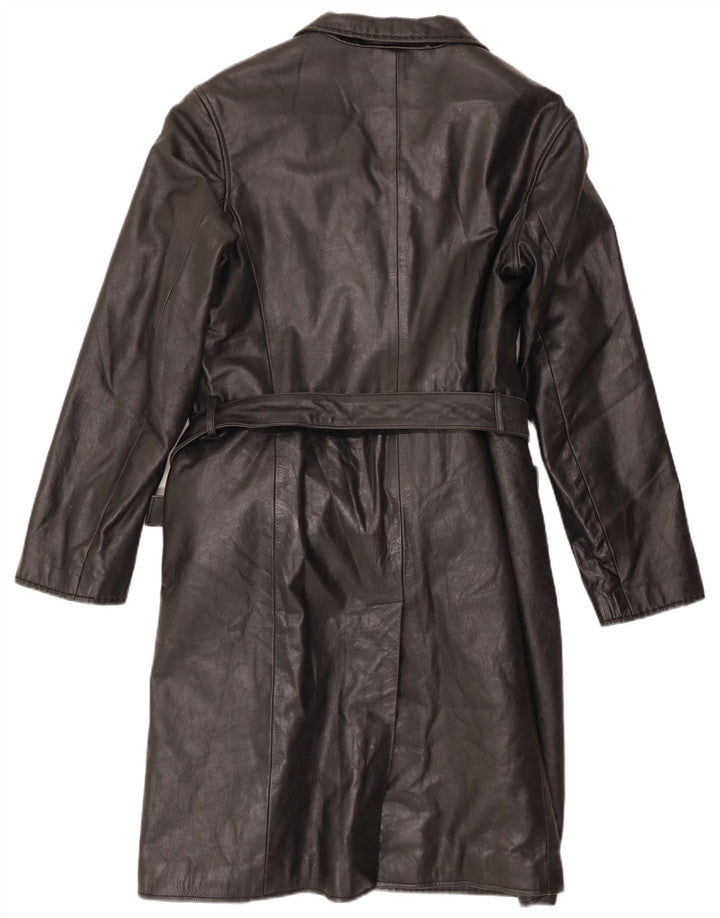 Винтажное женское кожаное пальто IT 48 XL Черное