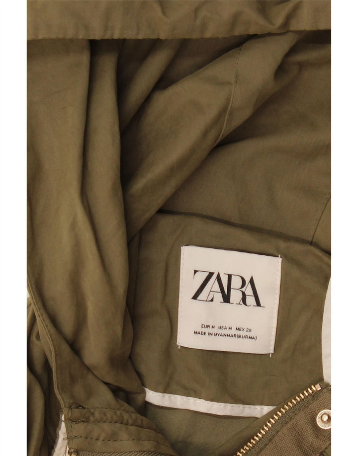 Женский бомбер оверсайз с капюшоном Zara UK 14, средний хаки