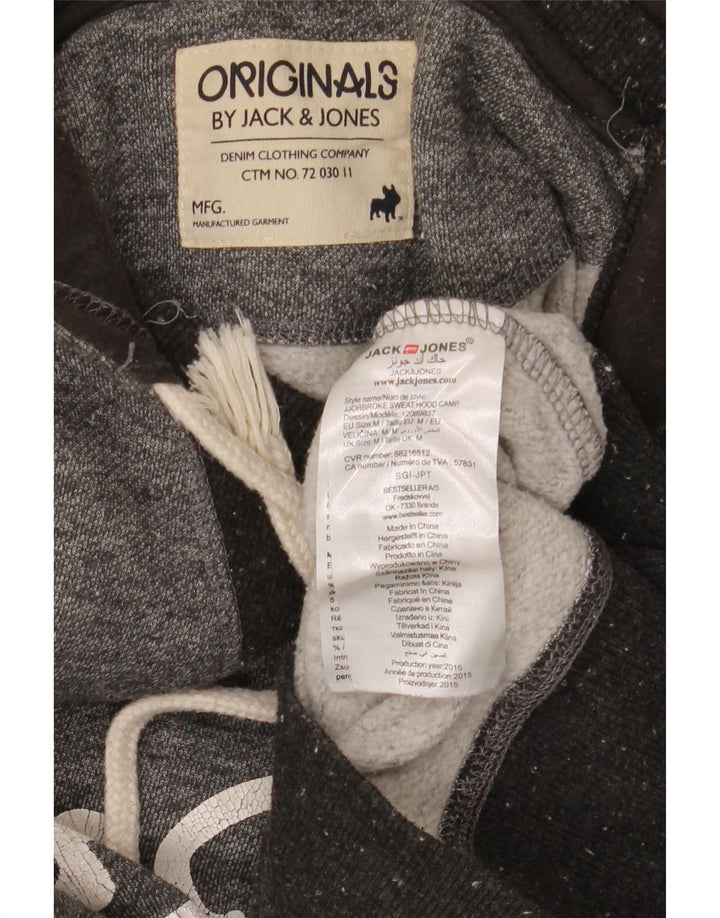 Мужской джемпер с капюшоном Jack & Jones с рисунком, средний серый, полиэстер с крапинками