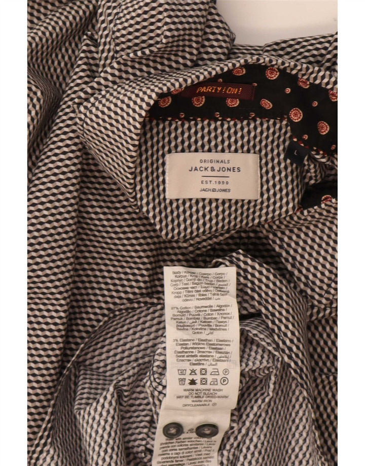 Мужская рубашка Jack & Jones, большая серая хлопковая рубашка с геометрическим рисунком