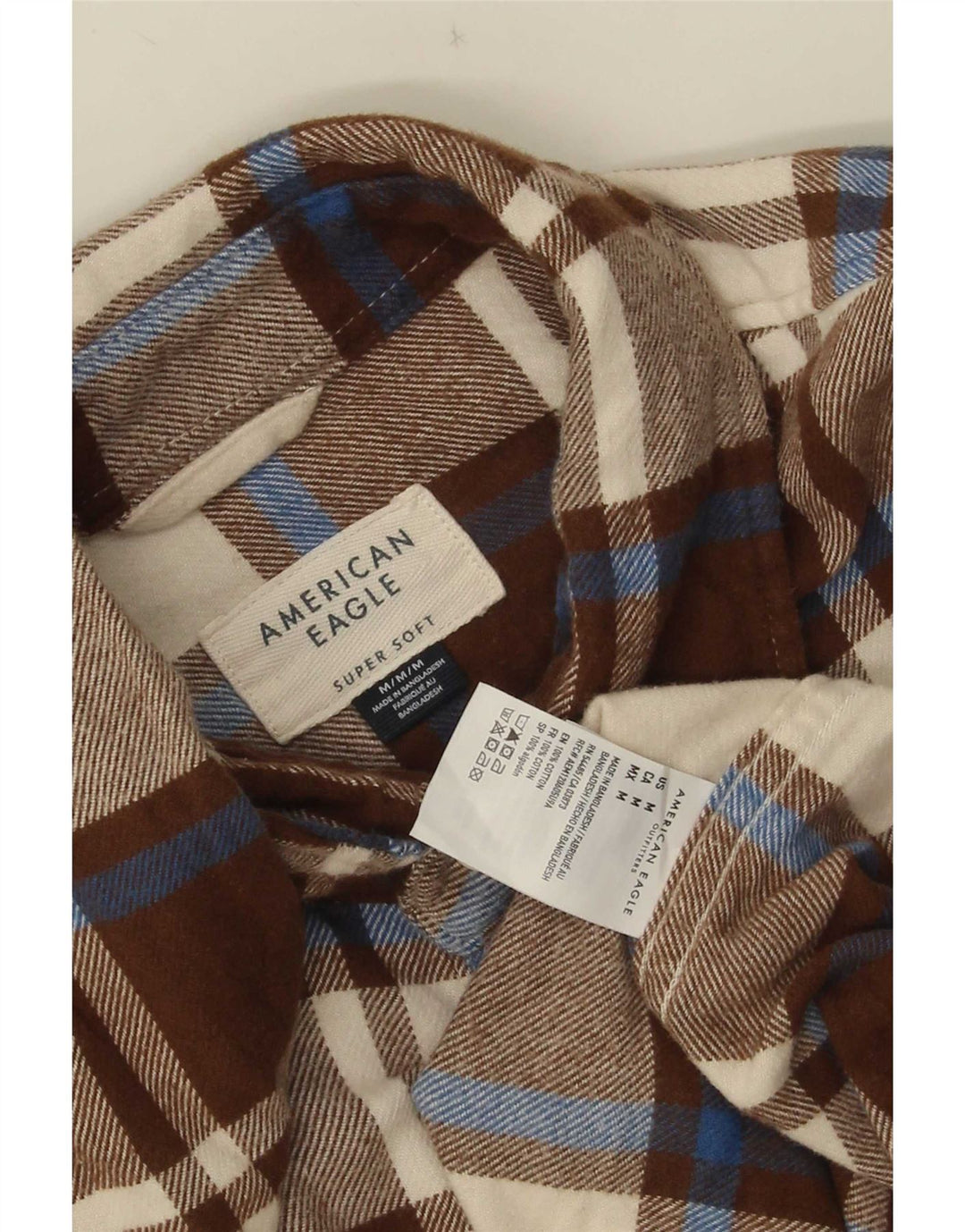 Мужская фланелевая рубашка American Eagle среднего размера, коричневая клетка, хлопок