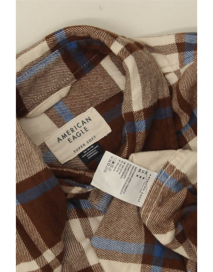 Мужская фланелевая рубашка American Eagle среднего размера, коричневая клетка, хлопок