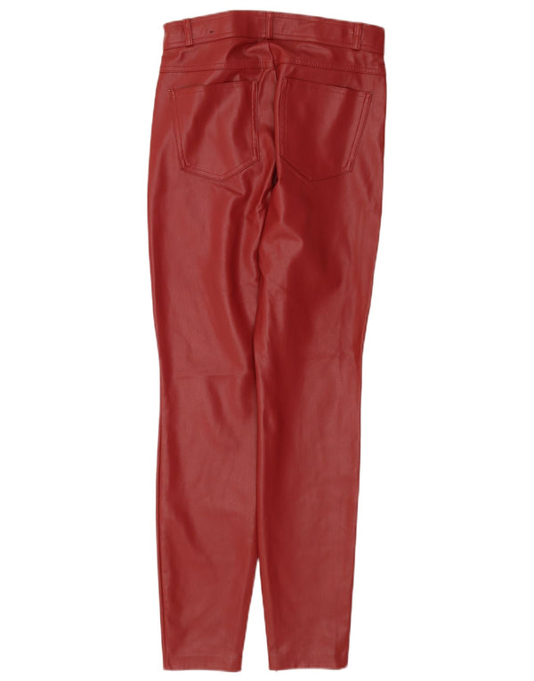 Женские узкие брюки из искусственной кожи Zara среднего размера W28 L28 бордовые