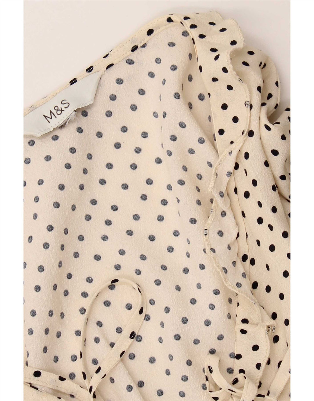 Женская блузка с оборками спереди Marks & Spencer, Великобритания, 18 XL, белый горошек