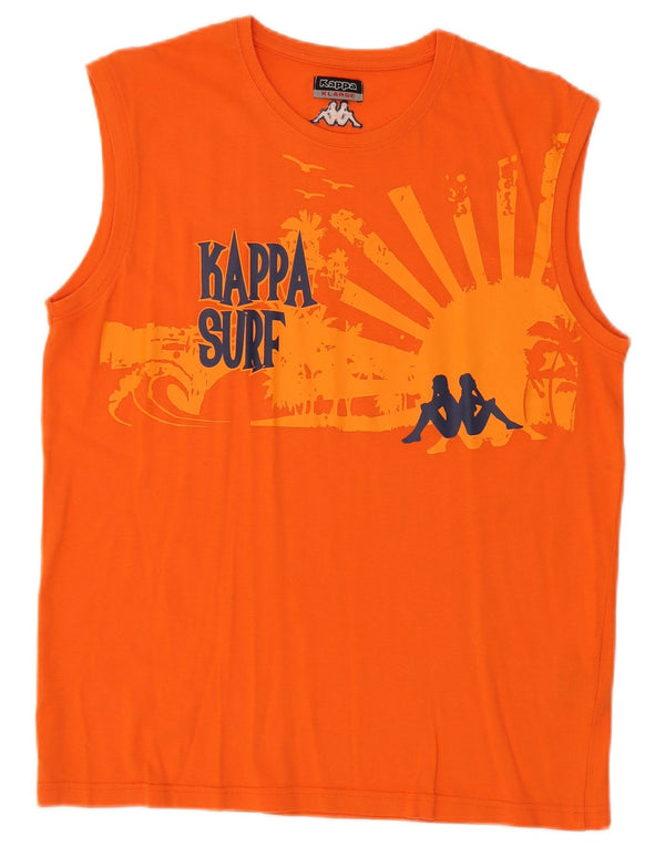 Kappa Mens Graphic Vest Top XL Orange Cotton