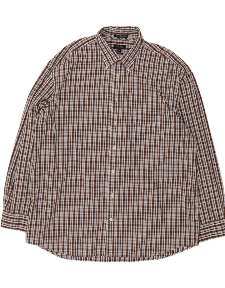 Мужская рубашка стандартного кроя Gant 3XL, коричневая клетка, хлопок