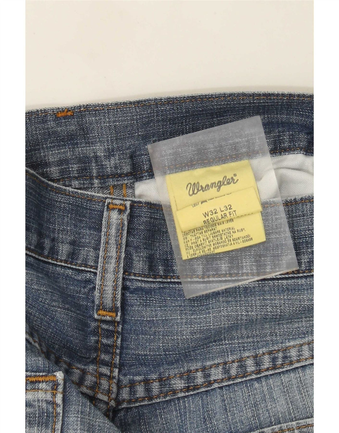 Мужские прямые джинсы Wrangler стандартного кроя W32 L32, синие, хлопок