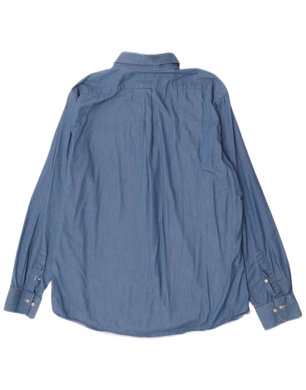 Мужская рубашка Ralph Lauren, размер 44, 17 1/2 XL, синяя, хлопок