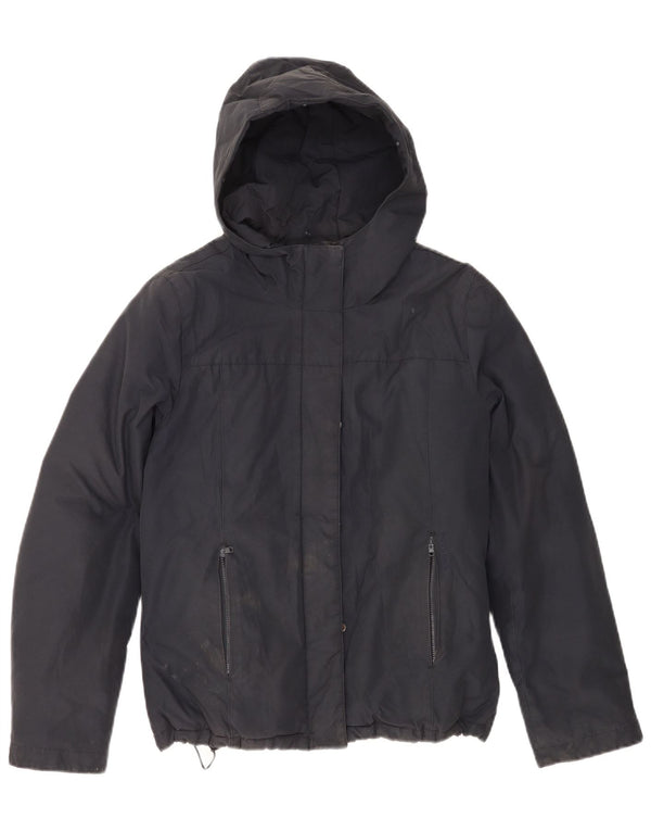 Женская стеганая куртка Woolrich с капюшоном UK 14, средний темно-синий хлопок