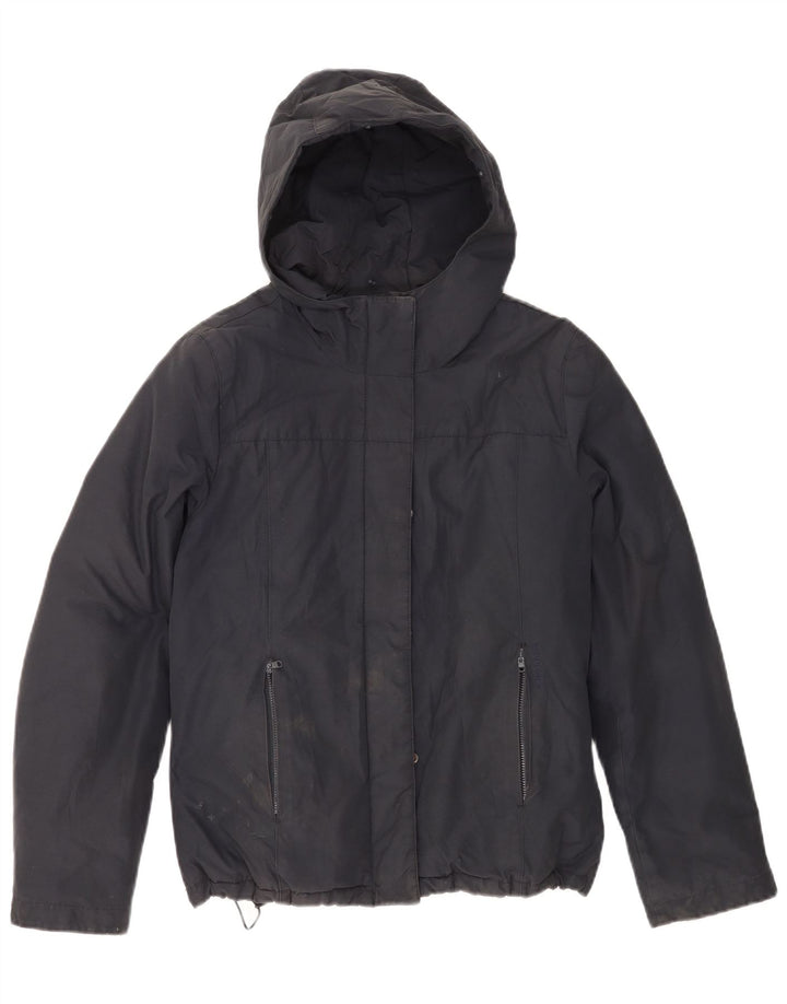 Женская стеганая куртка Woolrich с капюшоном UK 14, средний темно-синий хлопок