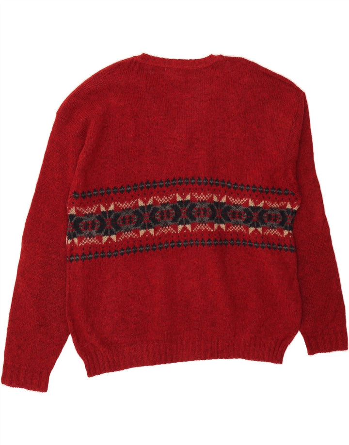 Мужской свитер EDDIE BAUER с v-образным вырезом 2XL, красный, шерсть Fair Isle