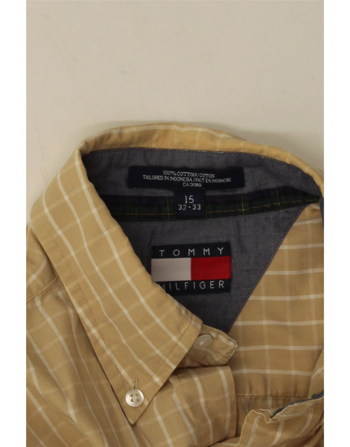 Мужская рубашка Tommy Hilfiger, размер 15, средний размер, бежевая клетка, хлопок
