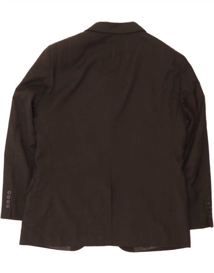 DOCKERS Mens 2 Button Blazer Jacket UK 40 Large Black Pinstripe Polyester Vintage Dockers and Second-Hand Dockers from Messina Hembry 