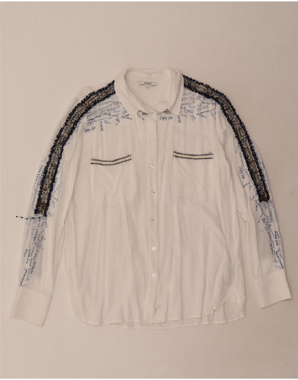 Женская блузка-рубашка с рисунком Desigual UK 10, маленькая белая вискоза с цветными блоками