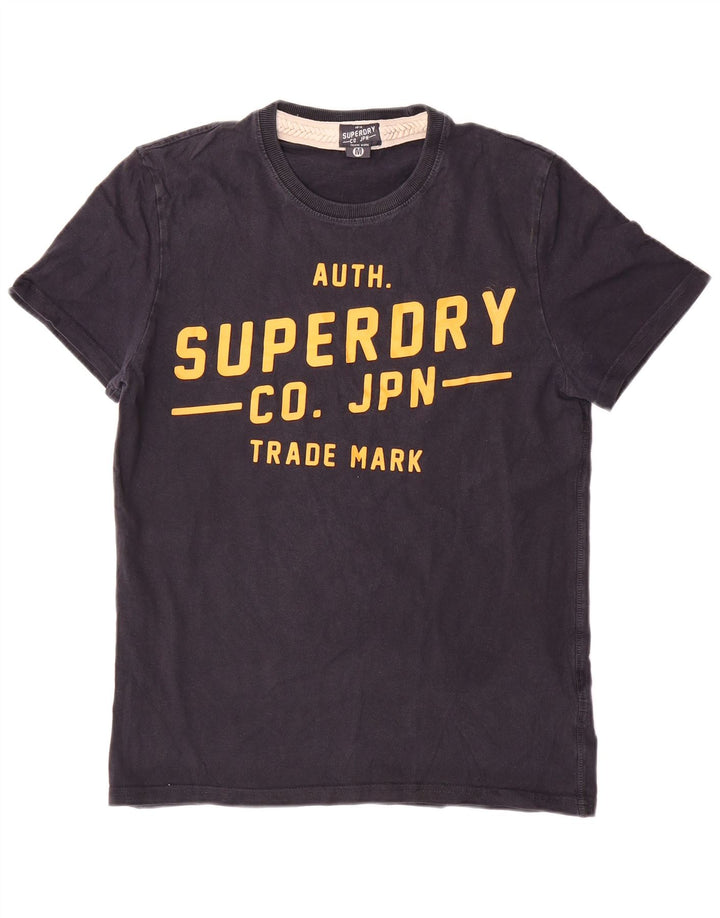 Мужская футболка с рисунком Superdry, топ среднего размера, черный хлопок
