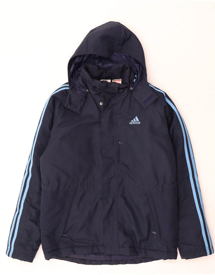 Утепленная куртка Adidas с капюшоном для мальчиков 13-14 лет, темно-синий полиэстер