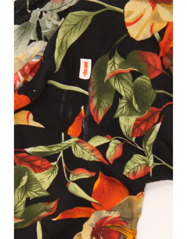 Женская укороченная блузка-рубашка VINTAGE UK 12, средний черный цветочный вискоза