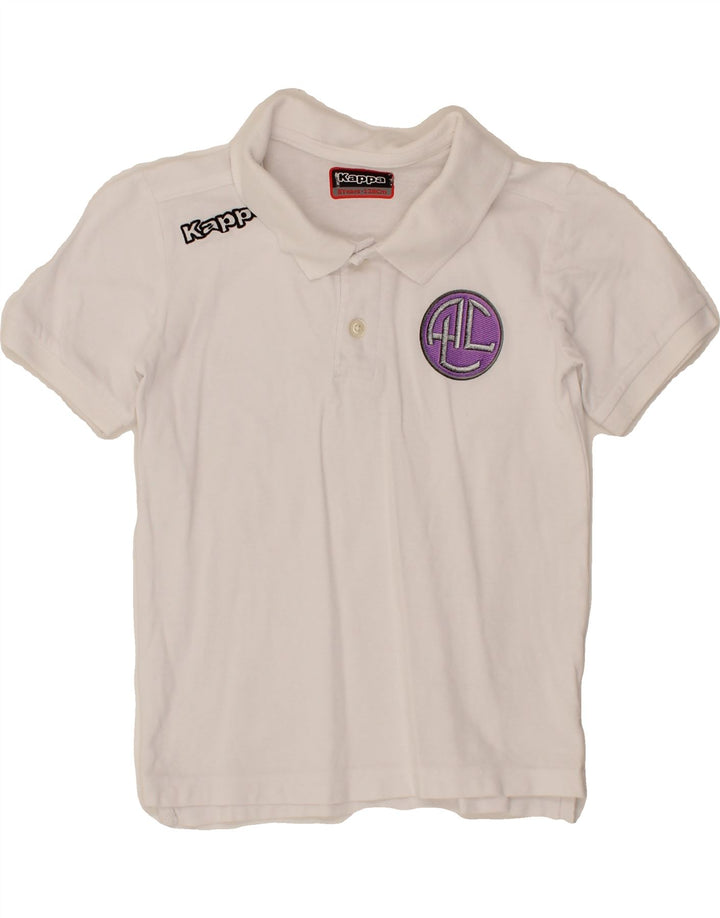 KAPPA Boys Graphic Polo Shirt 7-8 Years White Cotton Vintage Kappa and Second-Hand Kappa from Messina Hembry 