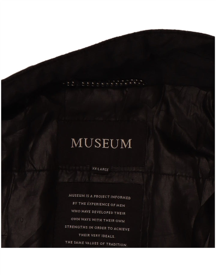 MUSEUM Mens Bomber Jacket UK 44 2XL Black Cotton
