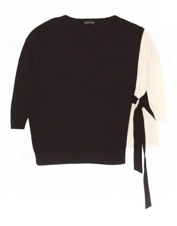Phase Eight Womens 3/4 Sleeve V-Neck Jumper Sweater UK 14 Large Black