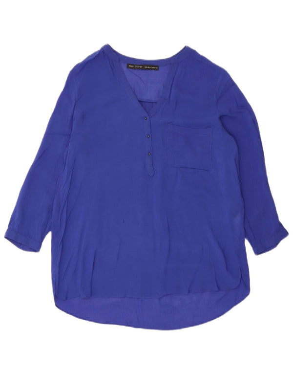 Женская блузка оверсайз с рукавом 3/4 Zara, UK 10, маленький фиолетовый, вискоза