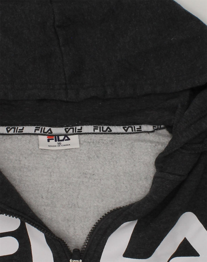 FILA Boys Graphic Zip Hoodie Sweater 15-16 Years Grey Cotton | Vintage Fila | Thrift | Second-Hand Fila | Used Clothing | Messina Hembry 