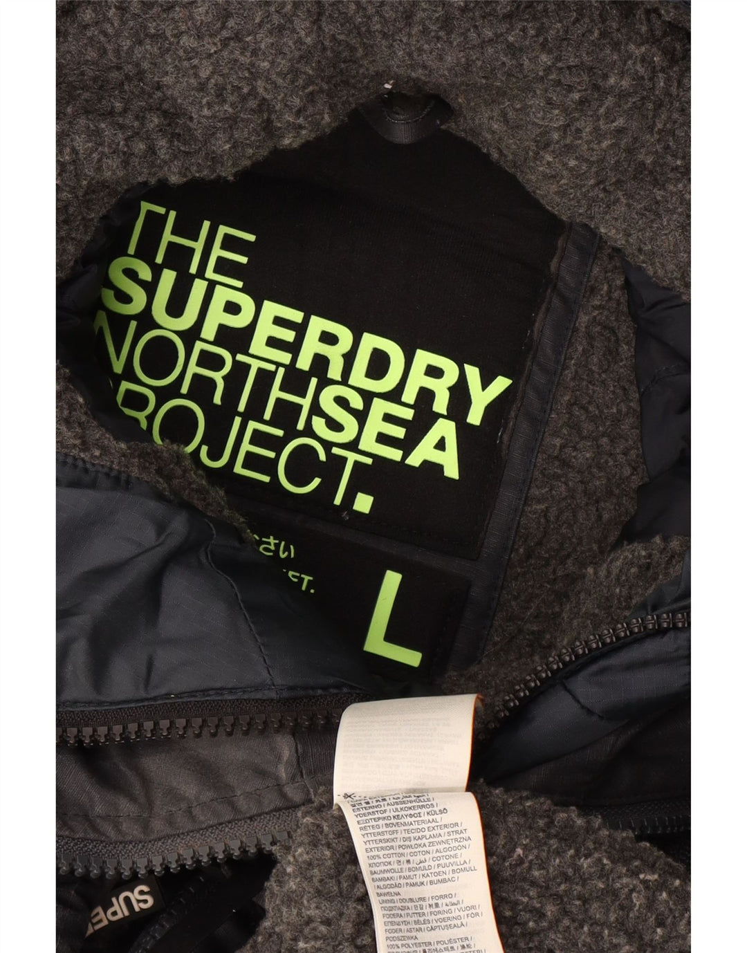 Мужская ветровка с капюшоном Superdry UK 40, большой темно-синий логотип