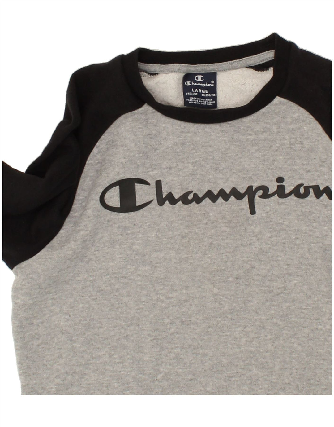 CHAMPION Boys Graphic Sweatshirt Jumper 11-12 Years Large  Grey Vintage Champion and Second-Hand Champion from Messina Hembry 