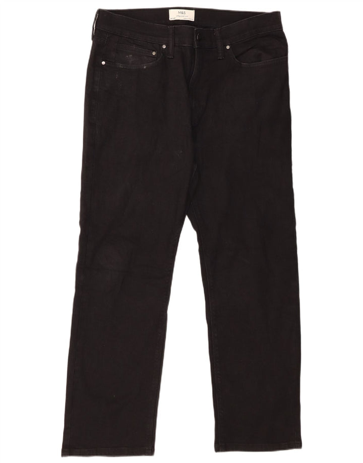 Мужские прямые джинсы Marks & Spencer W34 L29, черный хлопок
