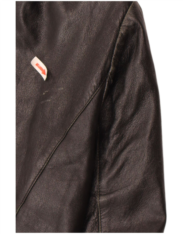 Винтажная женская кожаная куртка IT 52 2XL Черная кожа