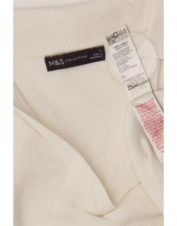Женская рубашка поло Marks & Spencer UK 14, большой размер, белый хлопок