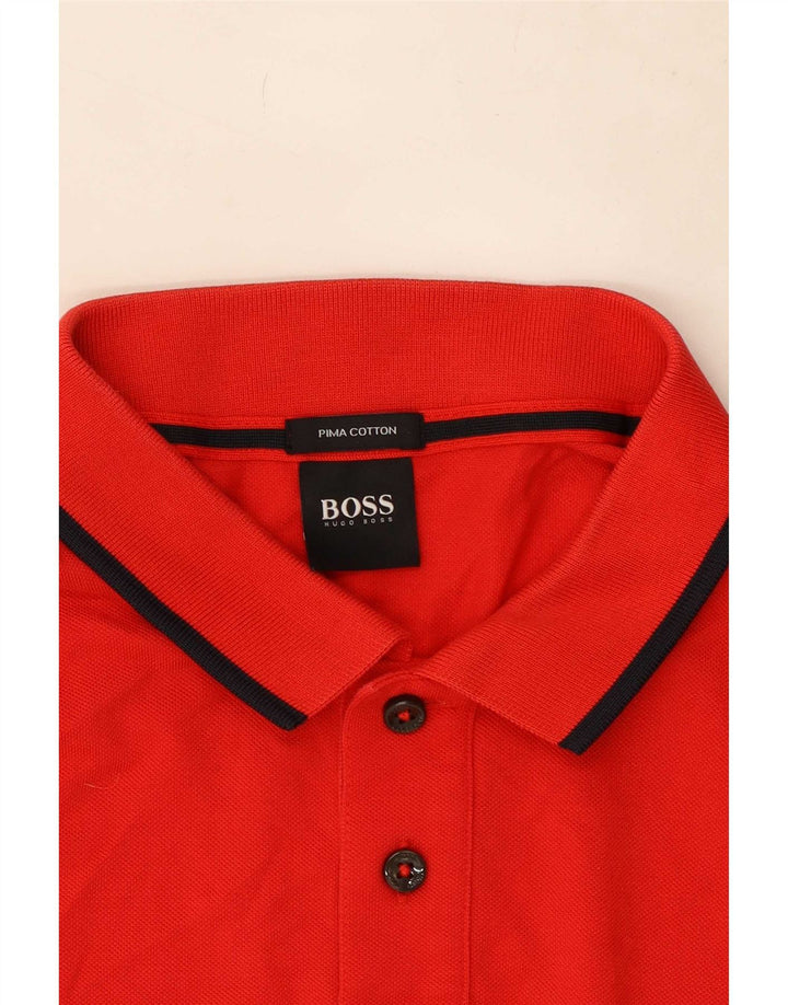 Мужская рубашка-поло Hugo Boss, средний красный хлопок, хлопок