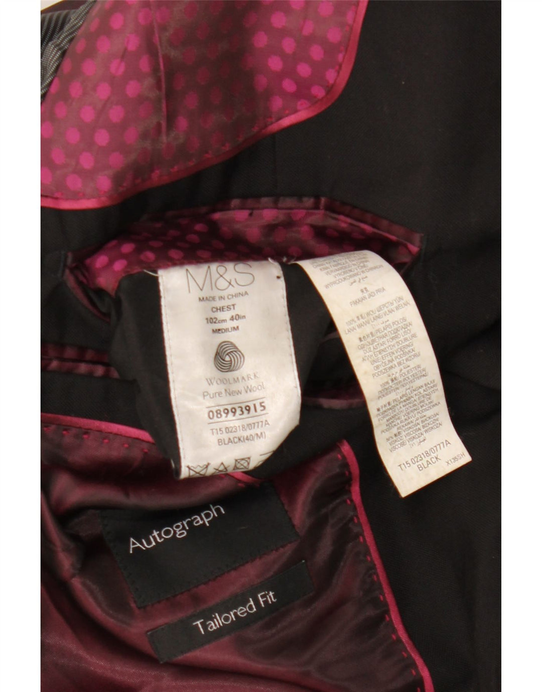 Мужской пиджак Marks & Spencer Autograph с 2 пуговицами, Великобритания 40, большой черный