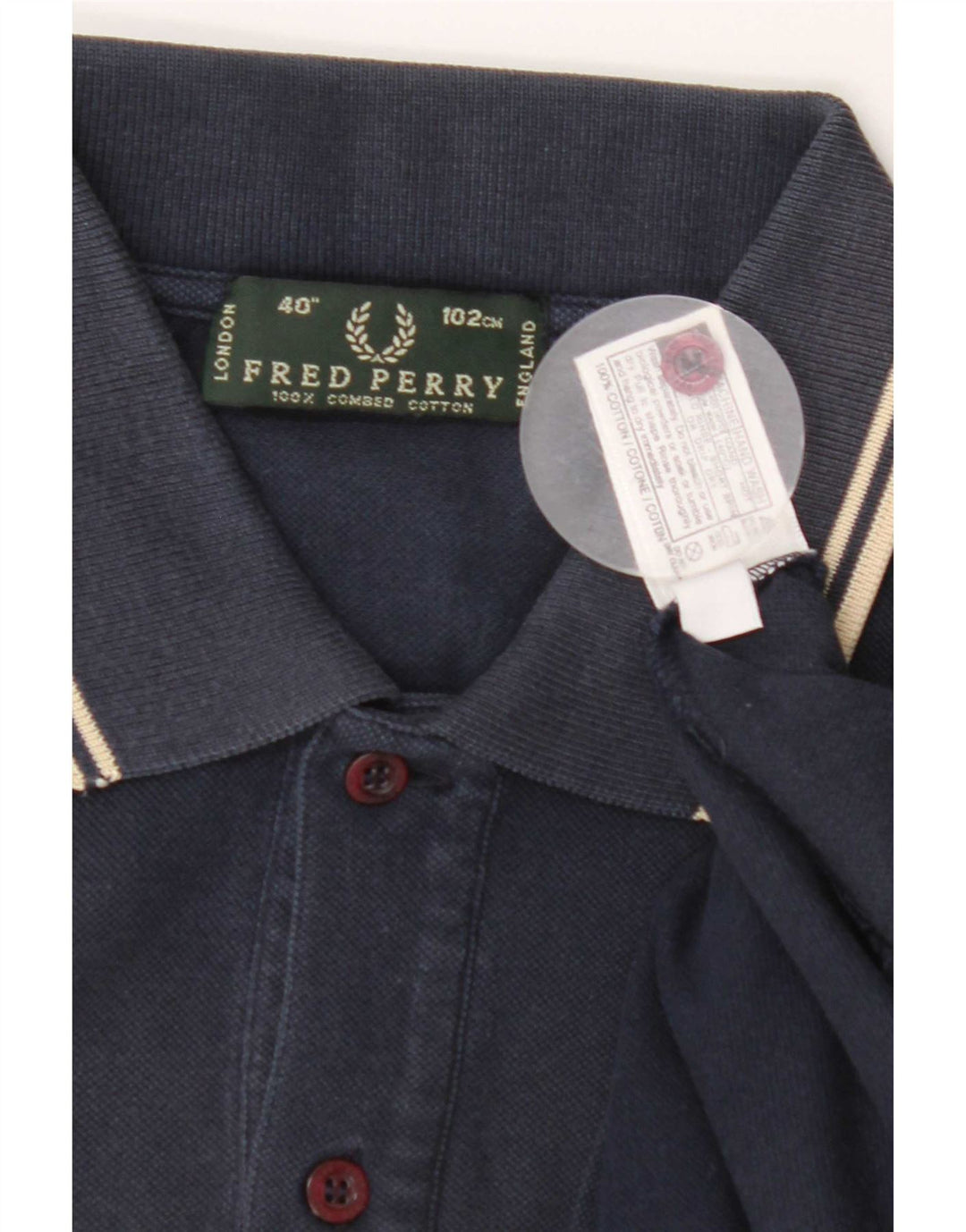 Мужская рубашка-поло Fred Perry среднего размера, темно-синяя полоска, хлопок