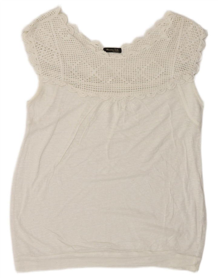 Женская блузка без рукавов Massimo Dutti UK 16, большая белая