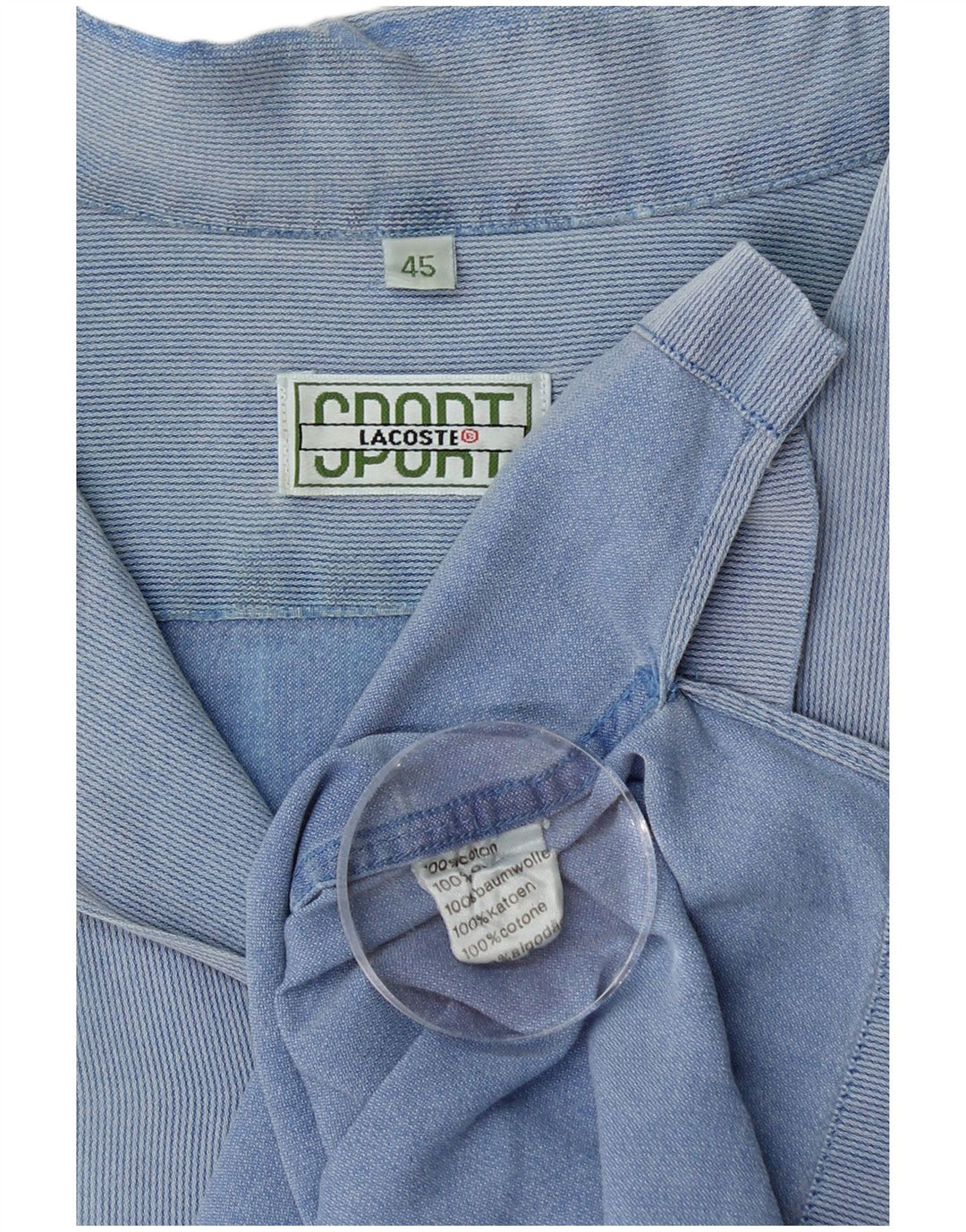 LACOSTE Мужская рубашка с коротким рукавом, размер 45 XL, синяя хлопковая полоска