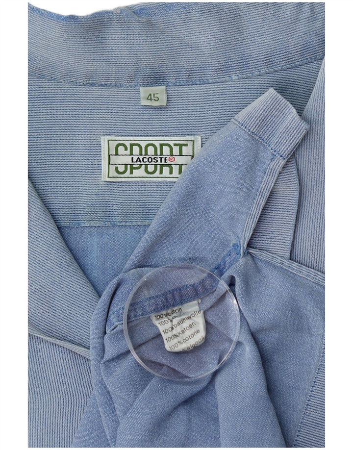 LACOSTE Мужская рубашка с коротким рукавом, размер 45 XL, синяя хлопковая полоска