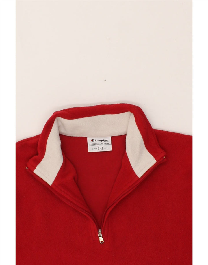 CHAMPION Womens Zip Neck Fleece Jumper UK 16 Large Red Polyester Vintage Champion and Second-Hand Champion from Messina Hembry 