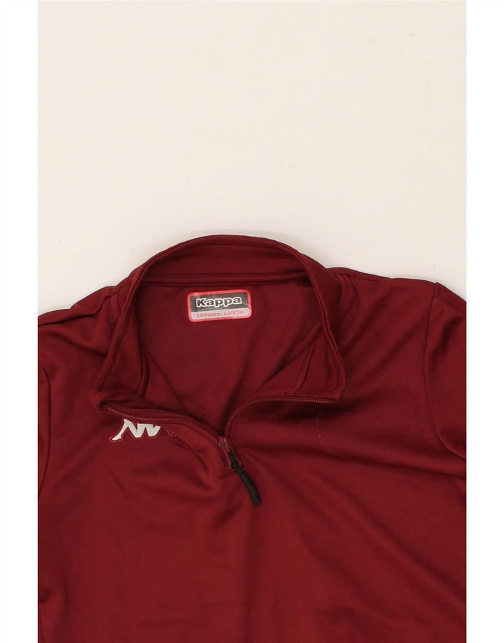 KAPPA Boys Zip Neck Pullover Tracksuit Top 9-10 Years Burgundy Polyester Vintage Kappa and Second-Hand Kappa from Messina Hembry 